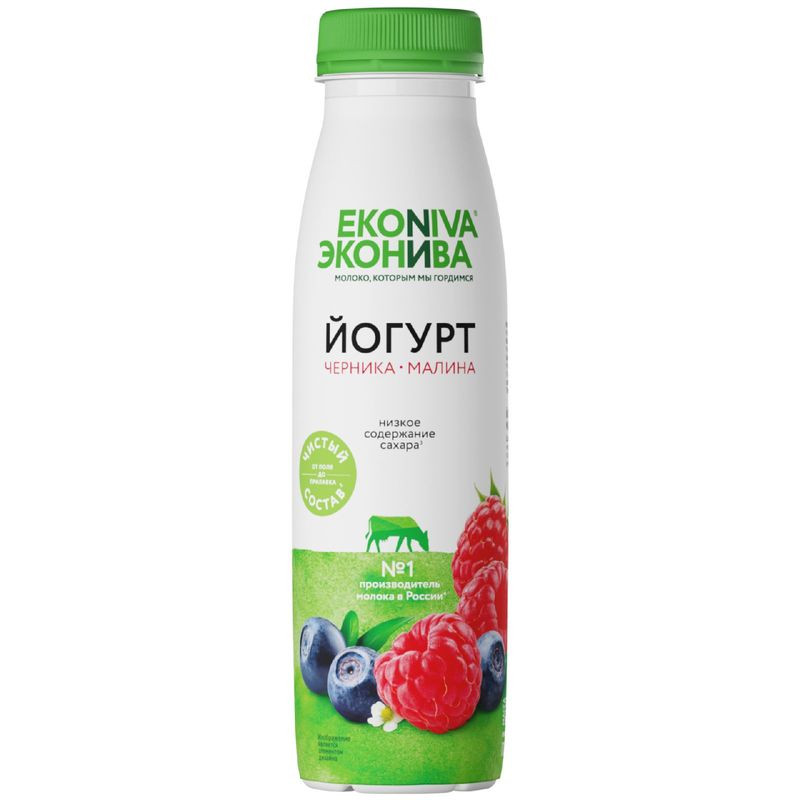 Изображение товара Йогурт питьевой ЭкоНива с черникой и малиной 2.5% 300г