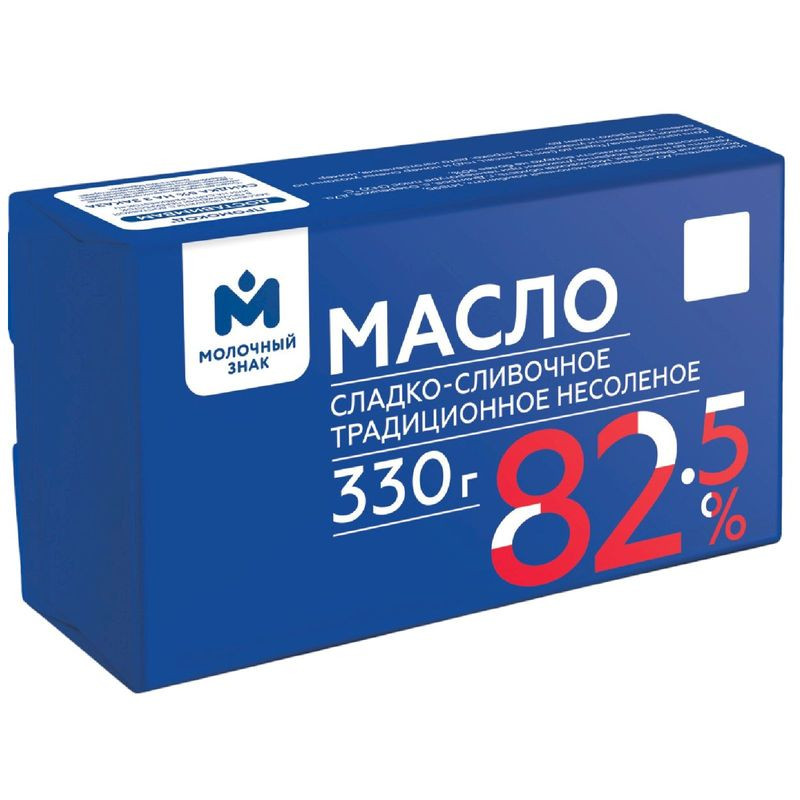 Изображение товара Масло сладкосливочное Традиционное несоленое Молочный знак 82.5% 330г