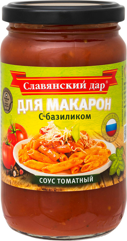 Изображение товара Соус томатный Славянский Дар для макарон с базиликом, 360мл