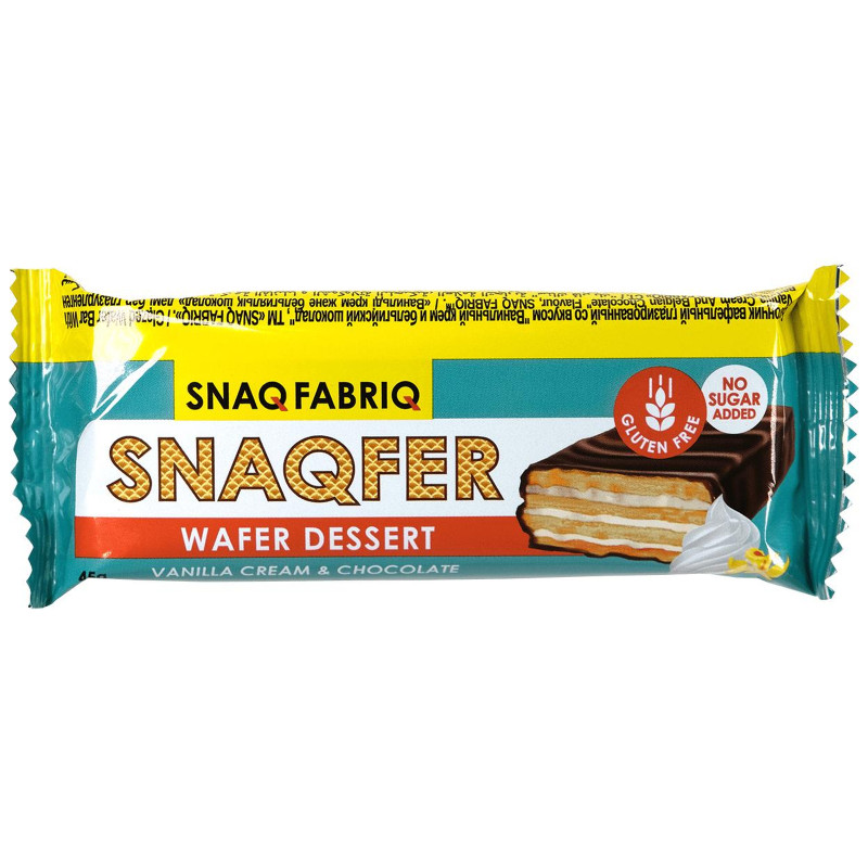 Изображение товара Батончик вафельный Snaq Fabriq Snaqfer со вкусом ванильного крема и бельгийского шоколада, 45г