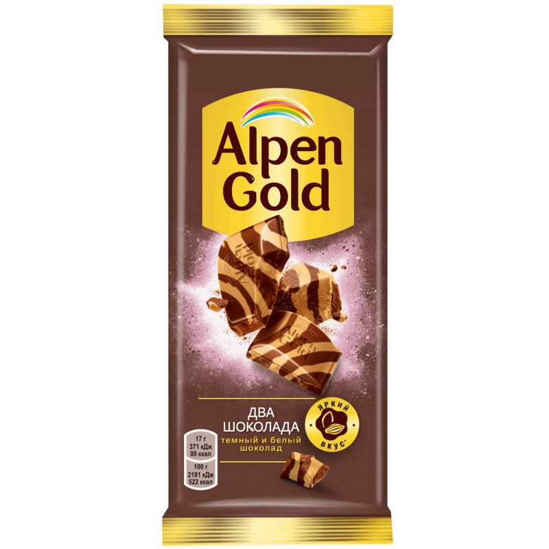 Изображение товара Шоколад Alpen Gold из темного и белого шоколада, 80г