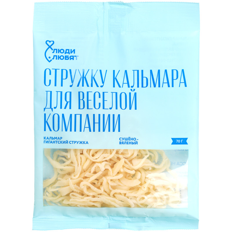 Изображение товара Кальмар гигантский стружка сушено-вяленый Люди Любят, 70г