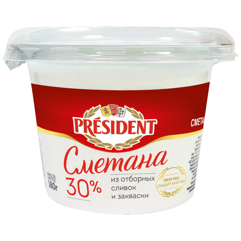 Изображение товара Сметана President 30%, 180г