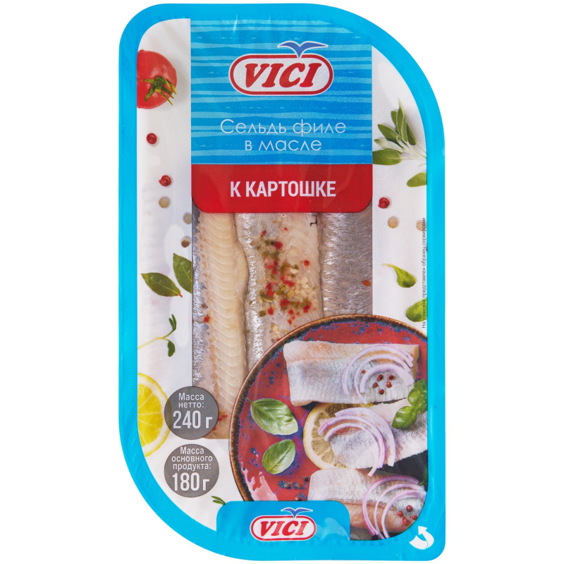 Изображение товара Сельдь Vici к картошке в масле филе, 240г
