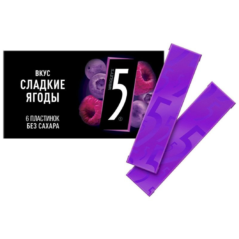 Изображение товара Жевательная резинка Five Сладкие ягоды без сахара 15.6 г натуральный вкус ягод