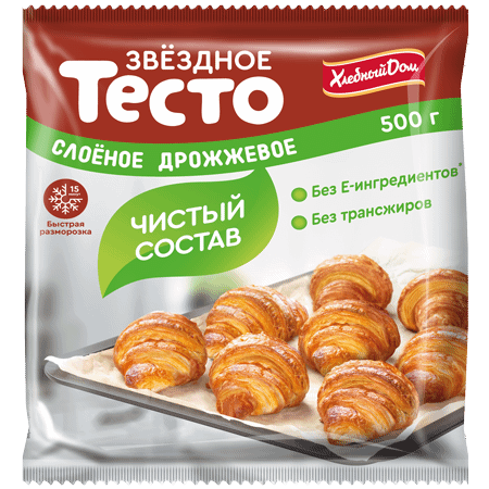 Изображение товара Тесто слоёное Звёздное дрожжевое, 500г