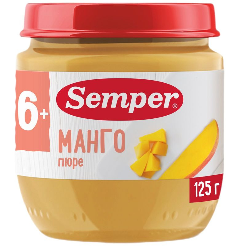Изображение товара Пюре Semper из манго для детей от 6 месяцев 125г натуральное и безопасное