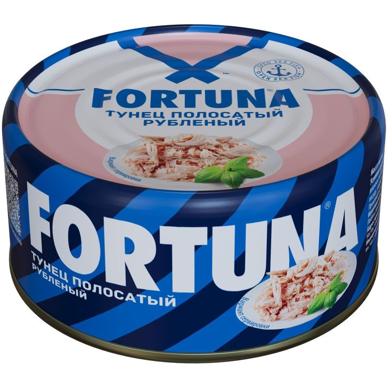 Изображение товара Тунец Fortuna полосатый рубленый 185 г натуральные рыбные консервы