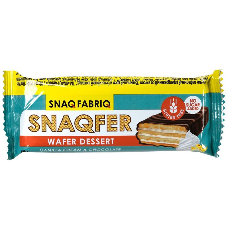 Изображение товара Вафельный батончик Snaq Fabriq с ванильным кремом и шоколадом 45 г