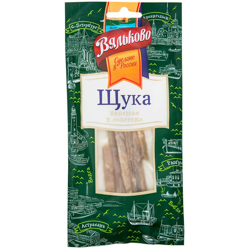 Изображение товара Щука Вяльково вяленая соломка 40г натуральная закуска из рыбы Россия