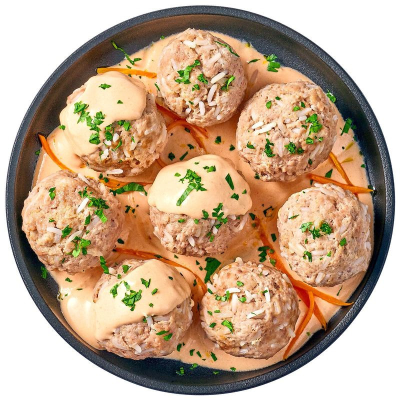 Изображение товара Тефтели мясные в сливочно-томатном соусе Перекрёсток Select 370г