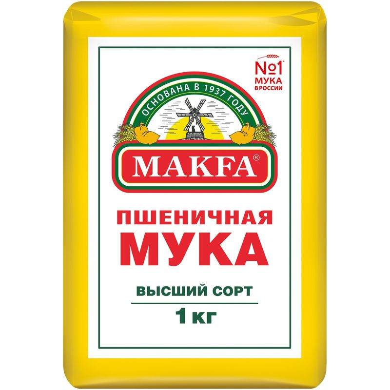 Изображение товара Мука Makfa пшеничная высшего сорта 1кг для выпечки и кулинарии