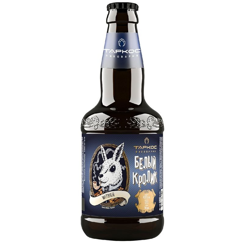 Изображение товара Пиво Таркос Белый Кролик светлое нефильтрованное 4.8% 450мл