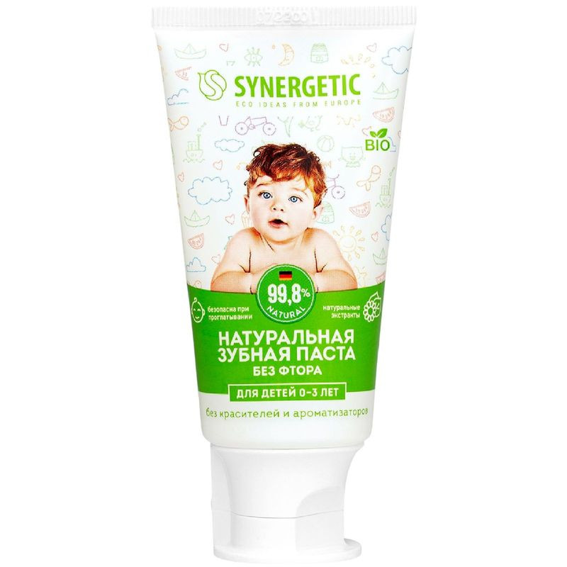 Изображение товара Детская зубная паста Synergetic Липа и ромашка 50г для детей безопасная без фтора