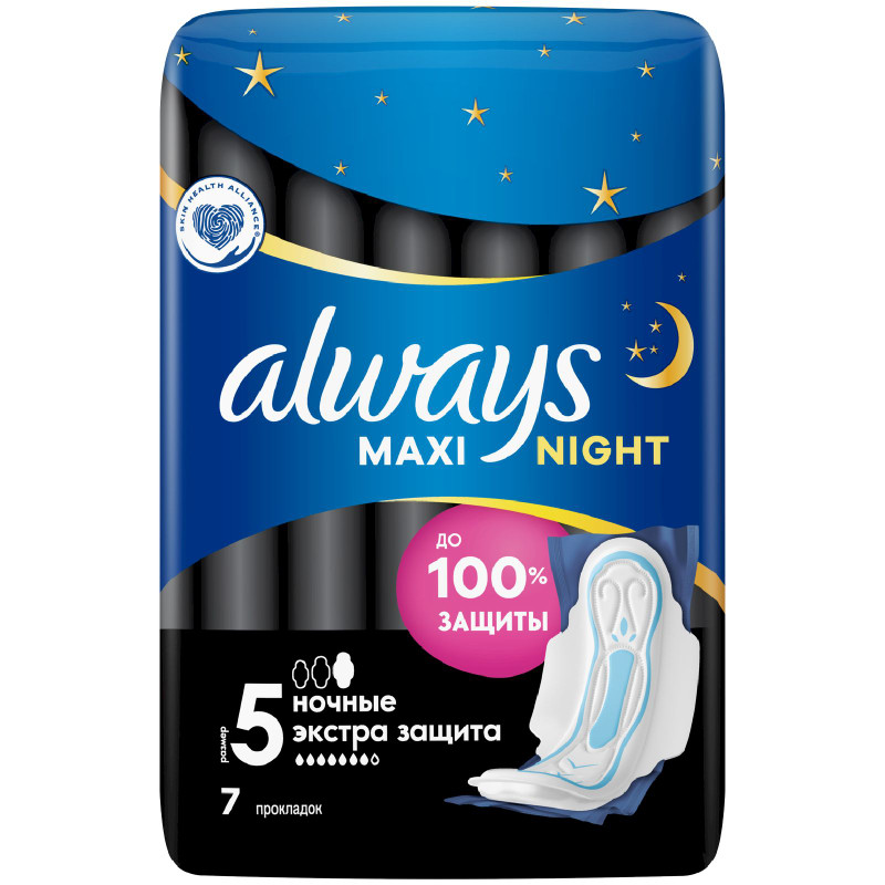 Изображение товара Прокладки Always maxi secure night extra женские гигиенические с крылышками, 7шт