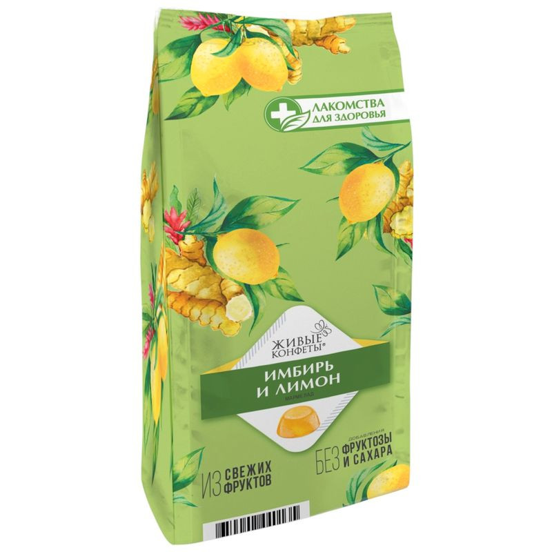 Изображение товара Мармелад Лакомства Для Здоровья с имбирём и лимоном 170г натуральное полезное лакомство