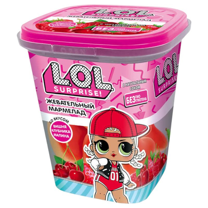 Изображение товара Мармелад L.O.L. Surprise! клубника-малина-вишня с натуральным соком 180г жевательный