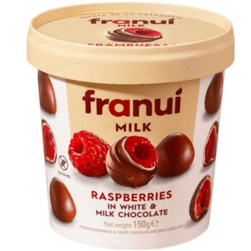 Изображение товара Малина Franui в белом и молочном шоколаде замороженная 150г Испания