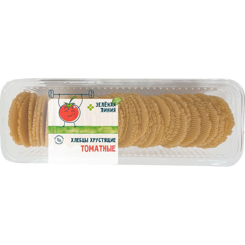 Изображение товара Хлебцы хрустящие томатные Зелёная Линия 70г насыщенный вкус и долгое хранение