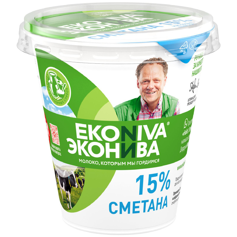 Изображение товара Сметана ЭкоНива 15%, 300г