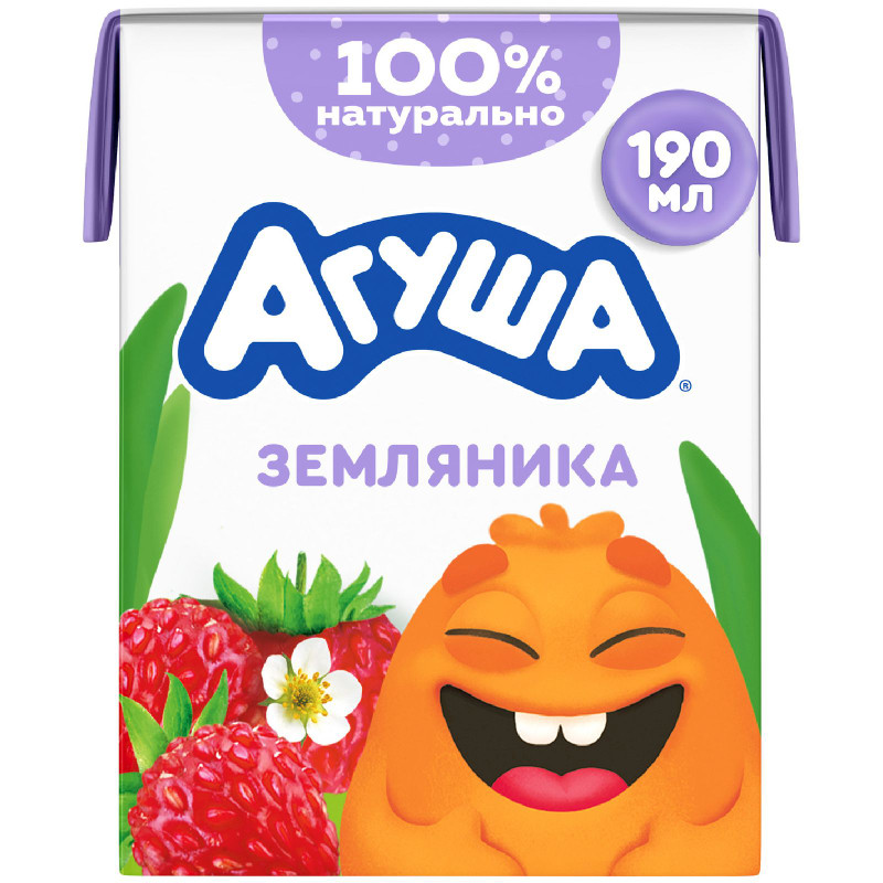 Изображение товара Коктейль Агуша молочный детский с земляникой с 12 месяцев 2%, 190мл