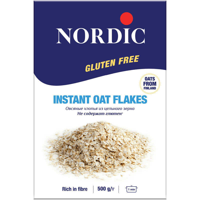 Изображение товара Хлопья Nordic овсяные из цельного зерна без глютена, 500г