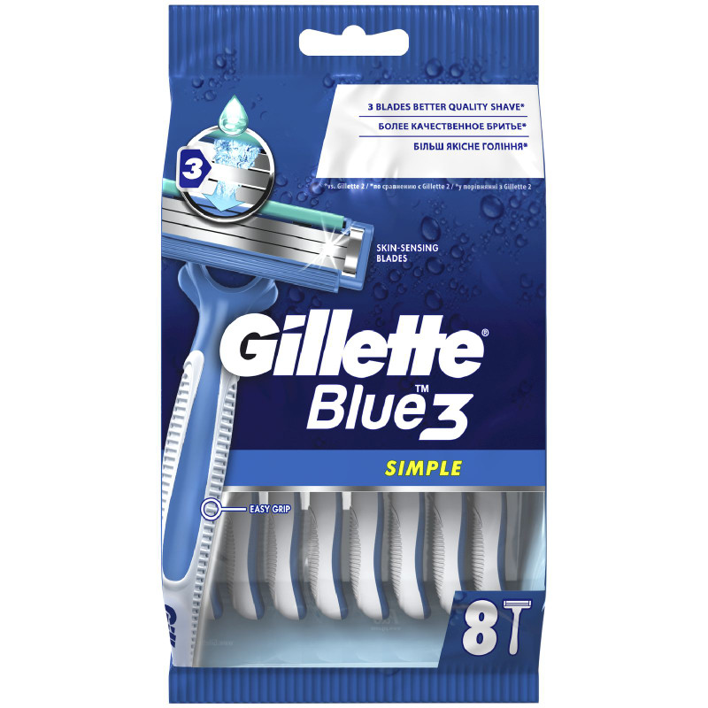 Изображение товара Бритва Gillette Blue Simple3 одноразовая, 8шт