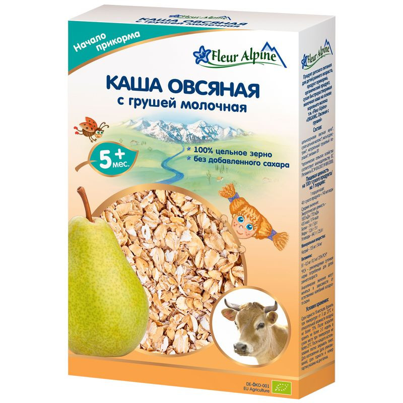Изображение товара Молочная овсяная каша для малышей Fleur Alpine с грушей от 5 месяцев 200г