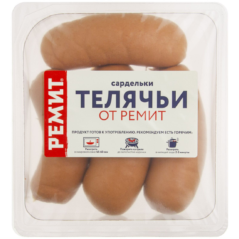 Изображение товара Варено-телядские сардельки Ремит, 460г, говядина и свинина