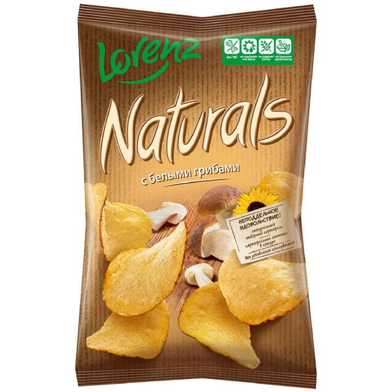 Изображение товара Чипсы картофельные Naturals со вкусом белых грибов, 100г