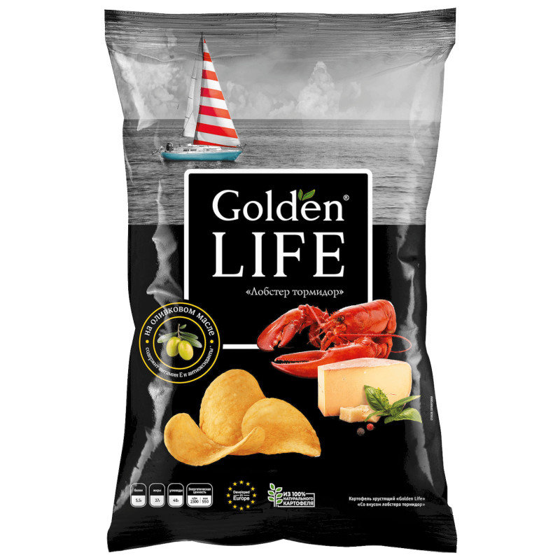 Изображение товара Картофель хрустящий Golden Life со вкусом лобстера термидор, 90г