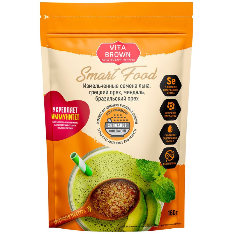 Изображение товара Смесь Vita Brown семена льна, орехи измельчённые, 160 г