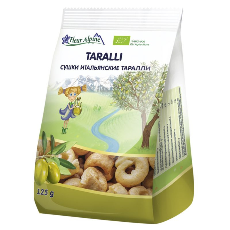 Изображение товара Сушки итальянские Fleur Alpine Таралли на оливковом масле 125г органический состав