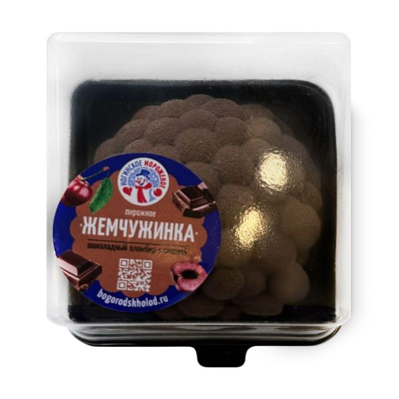 Изображение товара Мороженое-пирожное Жемчужинка шоколадно-вишнёвая пломбир 2% Ногинское Мороженое Россия