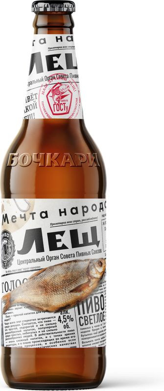 Изображение товара Пиво Лещ светлое фильтрованное 440 мл - качественный светлый лагер для отдыха и вечеринок