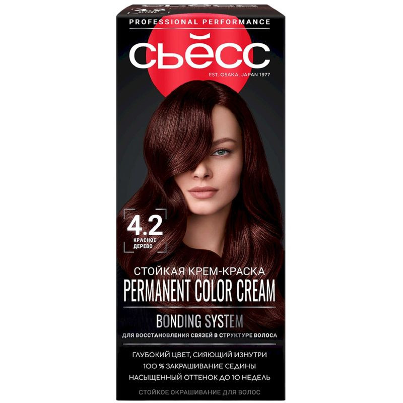 Изображение товара Крем-краска для волос Сьёсс Color красное дерево 4-2, 115 мл, стойкое окрашивание