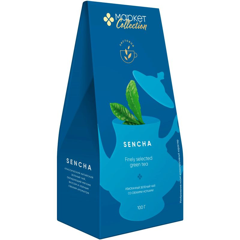 Изображение товара Зеленый сенча крупными листьями 100г Маркет Коллекшн натуральный чай