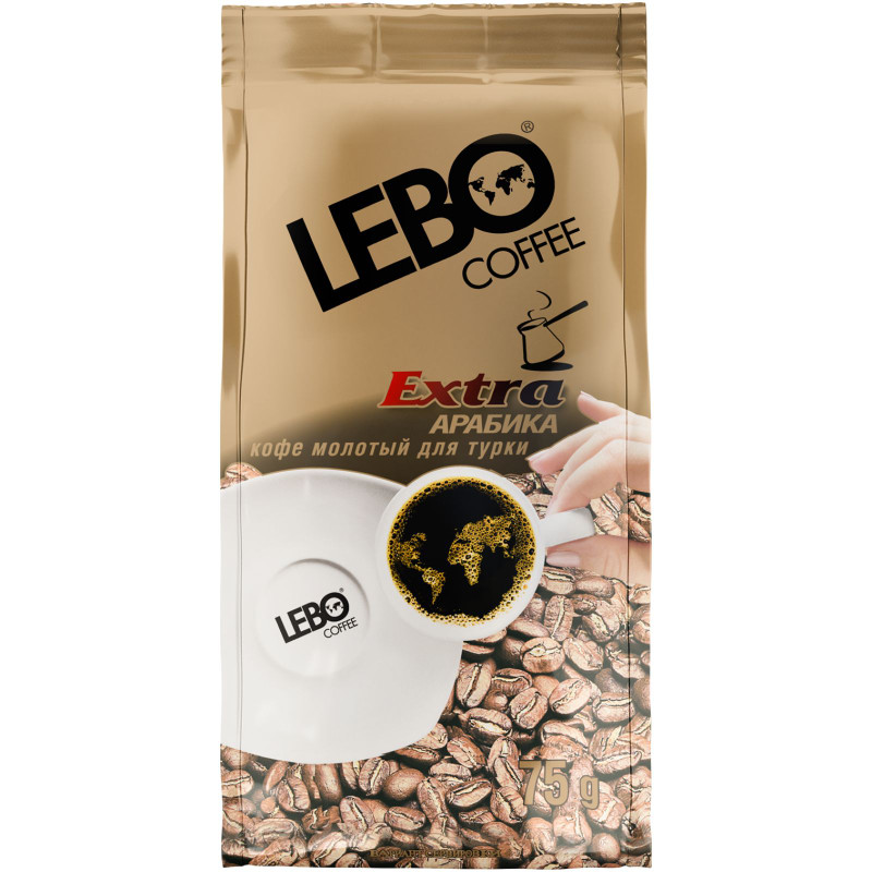 Изображение товара Кофе Lebo Extra арабика молотый для турки средней обжарки, 75г
