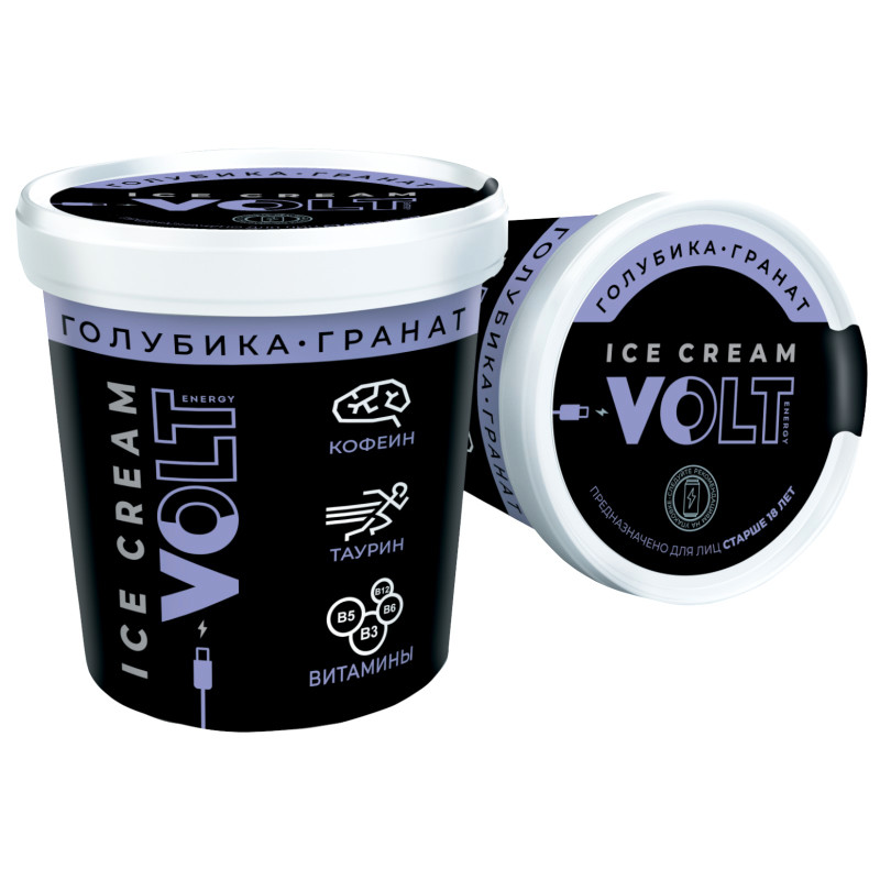 Изображение товара Десерт энергетический Volt Голубика-Гранат взбитый сорбет замороженный, 75г
