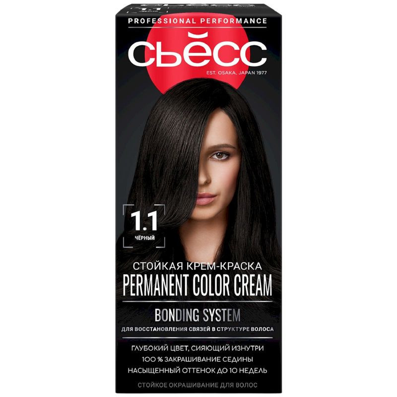 Изображение товара Крем-краска для волос Сьёсс Color 1-1 Черный 115 мл - стойкое окрашивание всех типов волос
