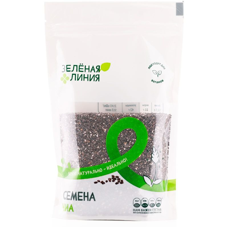 Изображение товара Семена чиа Зелёная Линия, 200г - Полезный продукт для вашего рациона