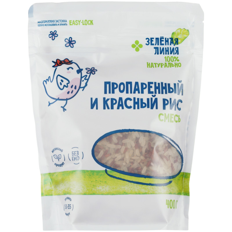 Изображение товара Смесь пропаренного и красного риса Зелёная Линия, 400г