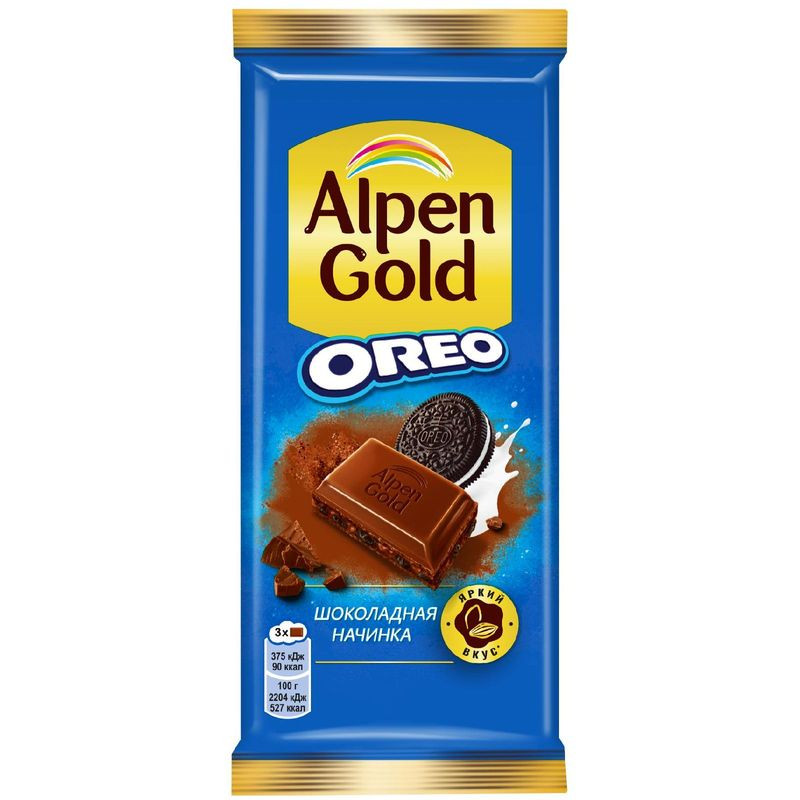 Изображение товара Молочный шоколад Alpen Gold с начинкой и кусочками печенья Орео 85 г