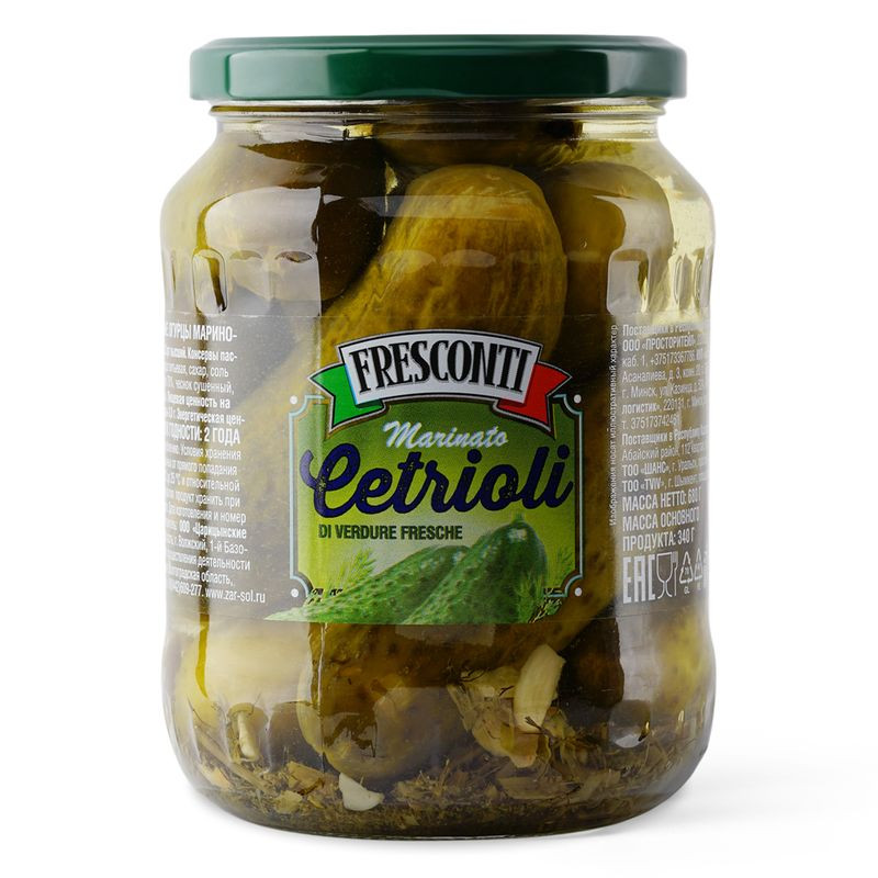 Изображение товара Маринованные огурцы Fresconti целые 680 г натуральные вкусные и свежие