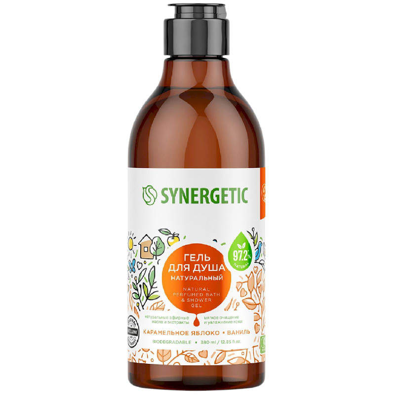 Изображение товара Гель для душа Synergetic Карамельное яблоко и ваниль натуральный биоразлагаемый, 380мл