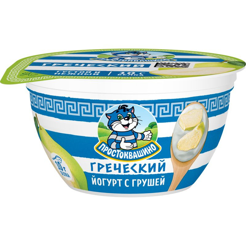 Изображение товара Греческий йогурт Простоквашино с грушей густой 130г 1.8%