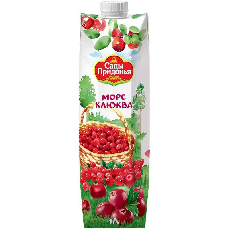 Изображение товара Морс клюквенный Сады Придонья 1л натуральный напиток без искусственных добавок