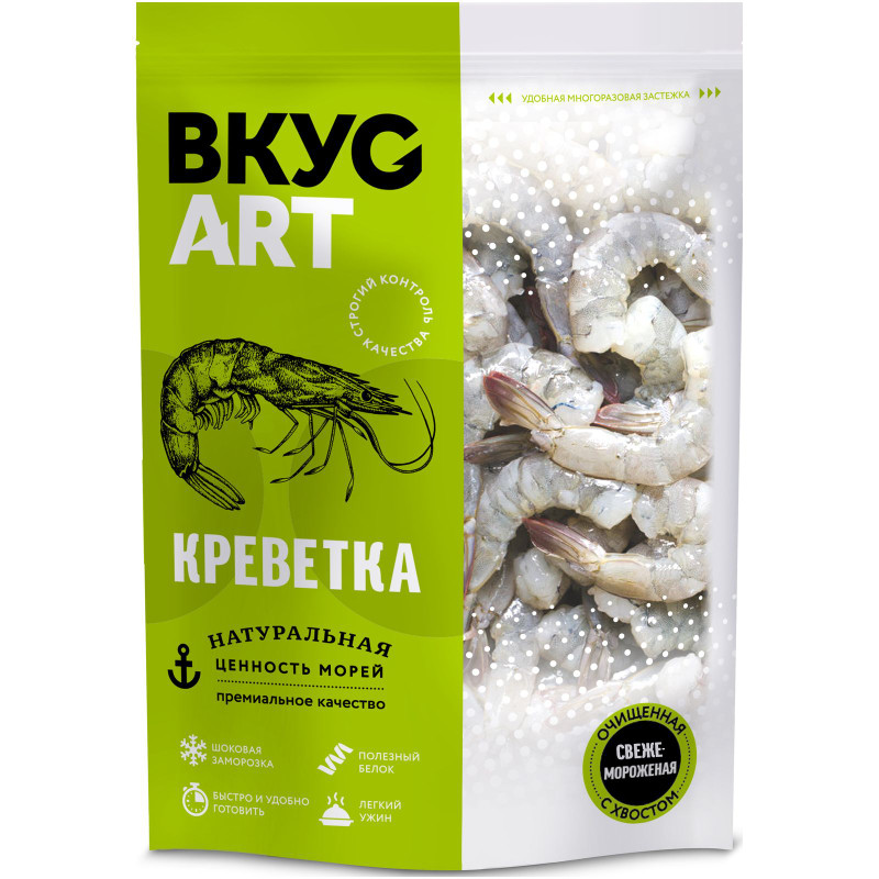 Изображение товара Креветка Вкус Арт Ваннамей очищенная без вены с хвостом, 500 г