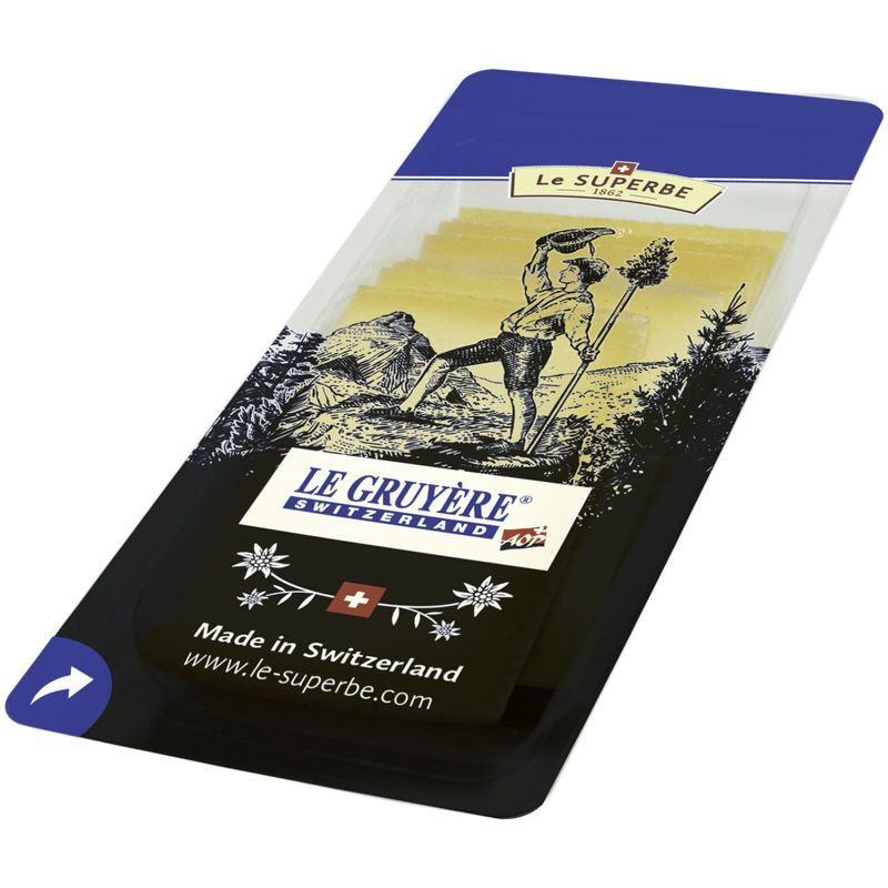 Изображение товара Сыр Грюйер нарезка 50% 150г Le Superbe натуральный швейцарский сыр