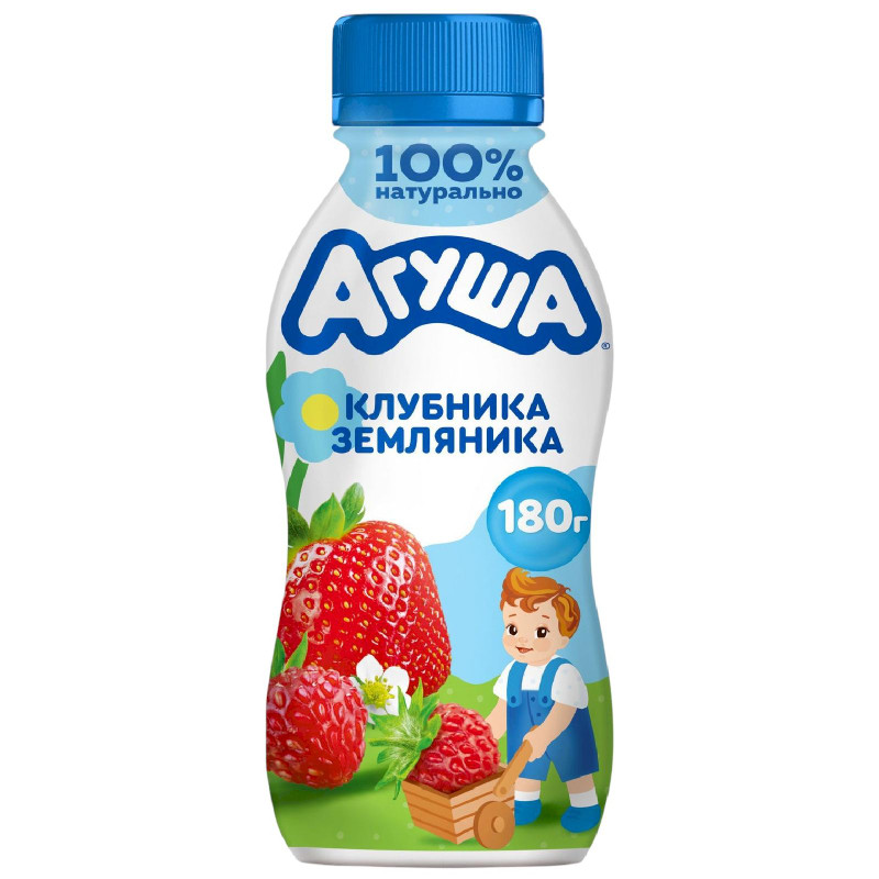 Изображение товара Йогурт питьевой детский Агуша Я САМ! Клубника-Земляника 2.7% с 3 лет, 180г